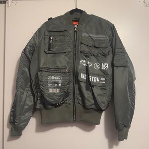 New Olive Green Bomber Jacket Size Small Oversized Fit
